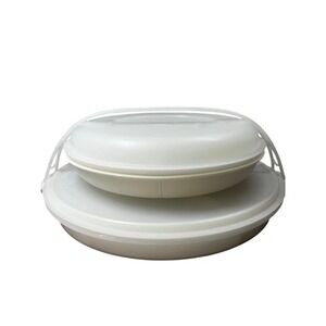 Vintage Tupperware Party Platter Divided Tray w Lid Handle Dip Snack Bundle Set